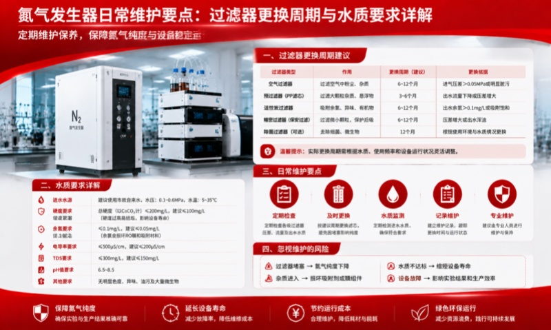 氮气发生器日常维护要点：过滤器更换周期与水质要求详解